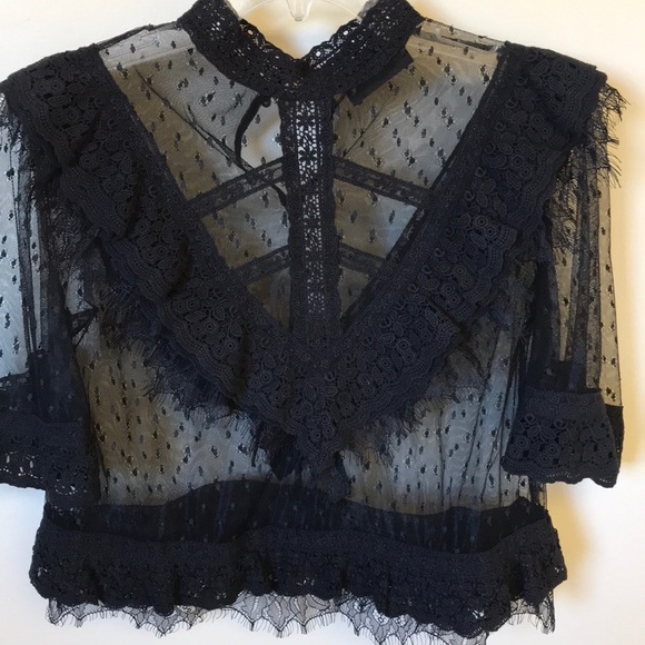 {The KOOPLES} NEW Embroidered Lace Ruffles Blouse - Picture 2 of 8